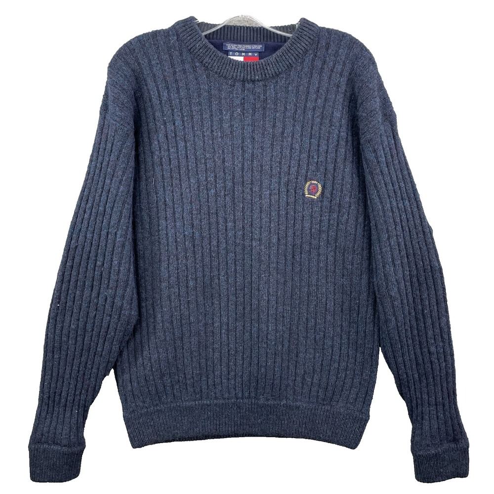 VTG Tommy Hilfiger Wool Blend Sweater Men's Large Crest Preppy Y2K Academia 90's